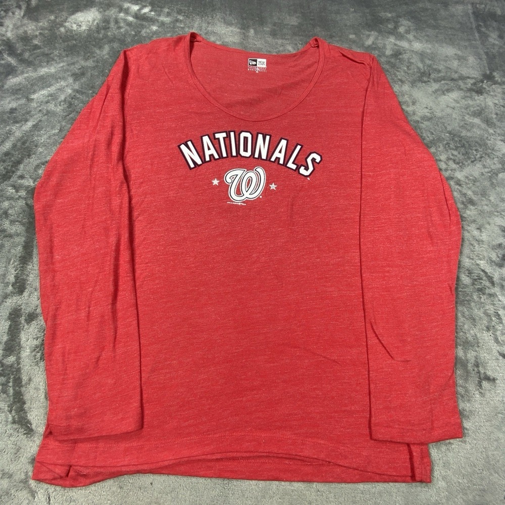 NWT Washington Nationals Shirt Womens XL Red Long Sleeve MLB New Era 2019